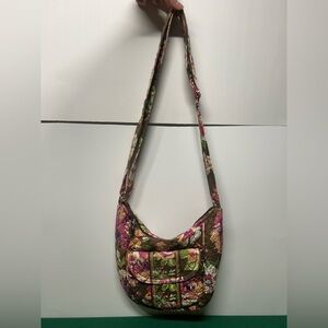 Vera Bradley English Rose Cross Body Bag Medium Lined Zip Closure